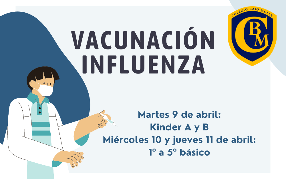Se realizará vacunación contra la influenza en Colegio Bajo Molle