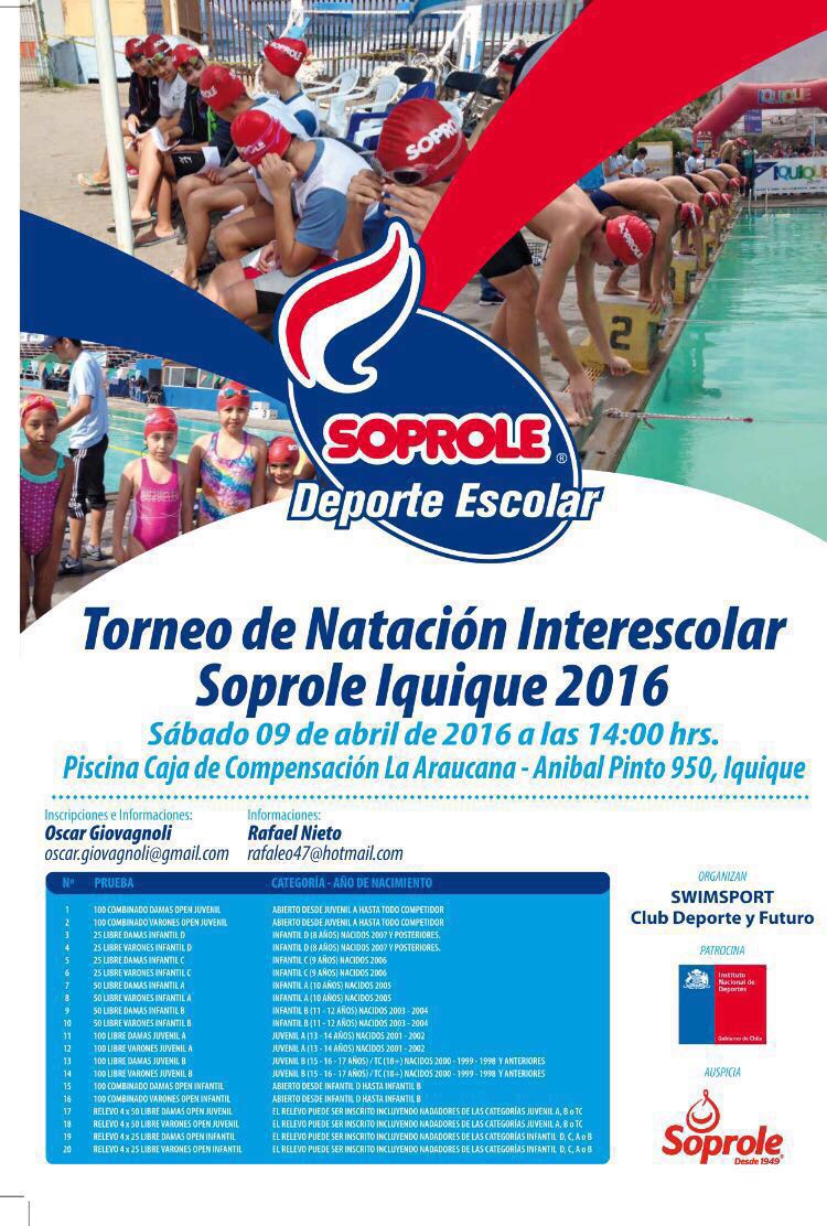 [Invitación] Torneo de Natación Interescolar Soprole 2016