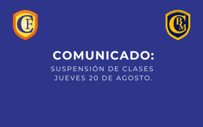 Comunicado: suspensión de clases jueves 20 de agosto
